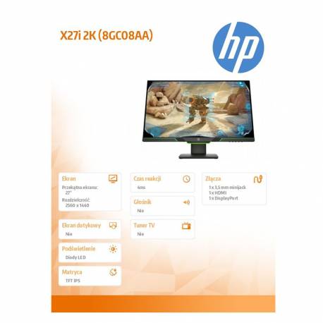 HP Inc. Monitor X27" 2K Gaming 16:9, TFT IPS 2560x1440