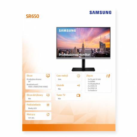 Samsung Monitor 23,8 IPS 1920x1080 FHD 16:9 1xD-sub 1xHDMI 1xDP 5ms HAS+PIVOT pł