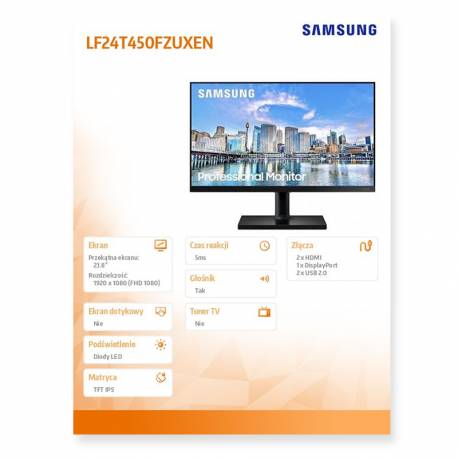 Samsung Monitor 23,8 IPS 1920x1080 FHD 16:9 2xHDMI 1xDP 5ms HAS+PIVOT pł. 3Y gło