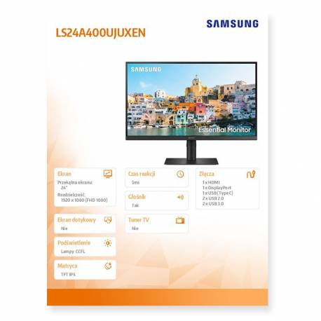 Samsung Monitor 24 IPS 1920x1080 FHD 16:9 1xHDMI 1xUSB-C (65W) 1xDP 5ms HAS+