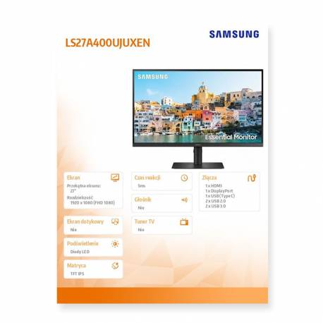 Samsung Monitor 27 IPS 1920x1080 FHD 16:9 1xHDMI 1xUSB-C (65W) 1xDP 5ms HAS+