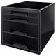 Pojemnik z szufladami, organizer na dokumenty na biurko z 4 szufladami Leitz Black&White, czarny