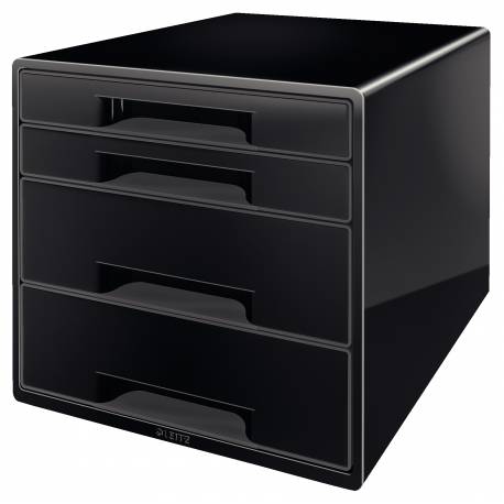 Pojemnik z szufladami, organizer na dokumenty na biurko z 4 szufladami Leitz Black&White, czarny