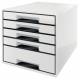 Pojemnik z szufladami, organizer na dokumenty na biurko z 5 szufladami Leitz Black&White, biały