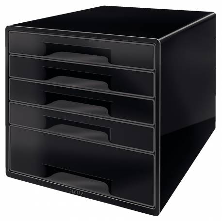 Pojemnik z szufladami, organizer na dokumenty na biurko z 5 szufladami Leitz Black&White, czarny