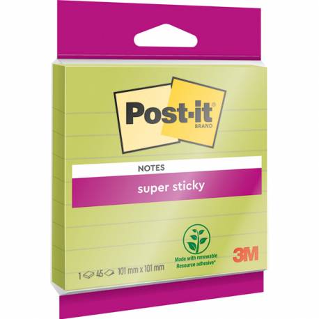 Karteczki samoprzylepne Post-it Super Sticky XL w linię, 101x101mm, 45 kart., zielone