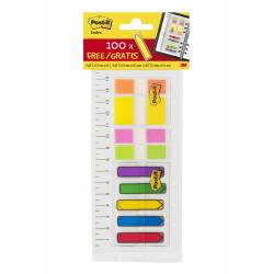 Zestaw szkolny zakładek Post-it (683-3+680-1+684-ARR1), z linijką, mix kolorów
