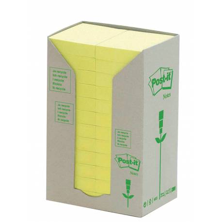 Karteczki samoprzylepne, ekologiczny Post it (653-1T), 38x51mm, 24x100k, żółty
