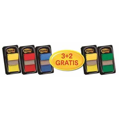 Zakładki indeksujące Post-it 680-P5, zestaw promocyjny, 25,4x43,2mm, 3x50 + 2x50 GRATIS, mix kolorów