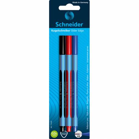 Długopis Schneider Slider Edge, XB 1,4mm, 3 szt., mix kolorów