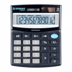 Kalkulator biurowy DONAU TECH, 12-cyfr. wyświetlacz, 122x100x32 mm, czarny
