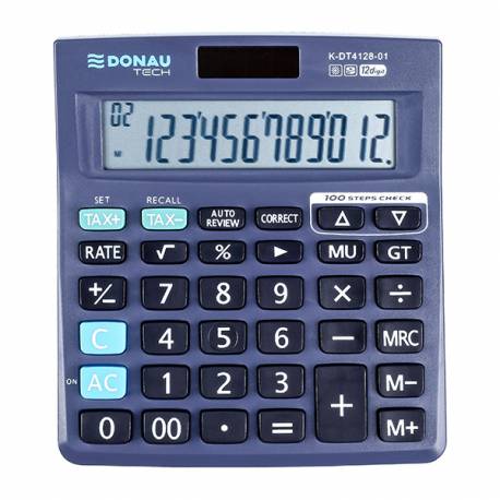 Kalkulator biurowy DONAU TECH, 12-cyfr. wyświetlacz, 140x122x30 mm, czarny