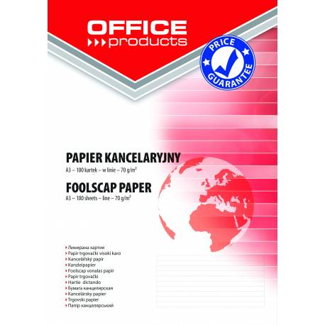 Papier kancelaryjny OfficeP, w linie, A3, 100ark.