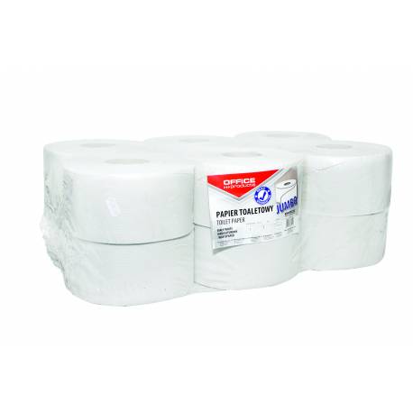 Papier toaletowy makulat Jumbo, 1-warst, 120m, 12szt, biały