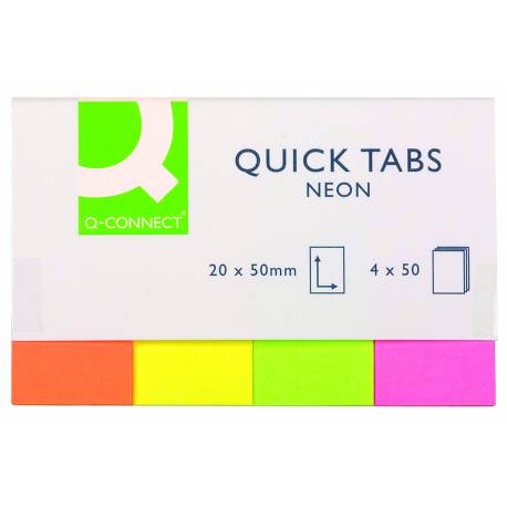 Zakładki indeksujące Q-Connect, papier, 20x50mm, 4x50 kart, mix kolorów