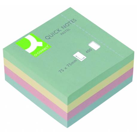 Karteczki samoprzylepne, kostka Q-Connect Brilliant, 76x76mm, 400 kart, pastel