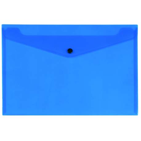 Teczka kopertowa A4, koperta plastikowa na zatrzask, transparentna niebieska