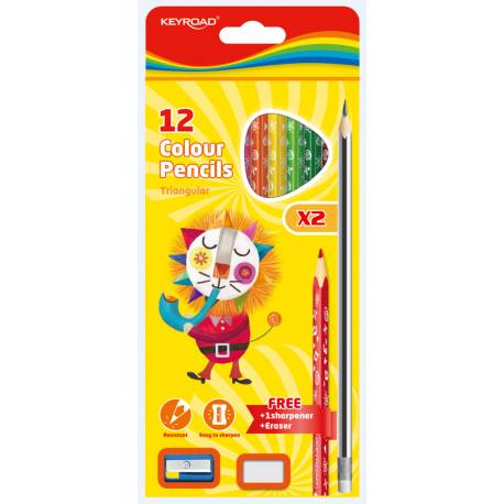 Zestaw kredek ołówkowych KEYROAD, z ołówkami, gumką i temperówką, zawieszką, mix kolorów