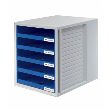 Pojemnik z szufladkami, szafka na biurko na dokumenty Zestaw 5 szufladek, HAN CabinetSet, A4, otwarte, niebieski