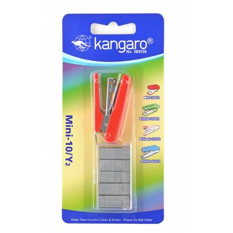 Zszywacz KANGARO Mini-10/Y2+zszywki, zszywa do 10 kartek, czerwony