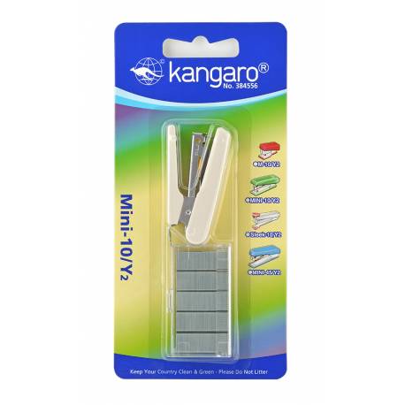 Zszywacz KANGARO Mini-10/Y2+zszywki, zszywa do 10 kartek, beżowy