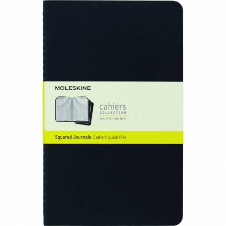 Notesy MOLESKINE Cahier Journals L 13x21cm, Zestaw 3 zeszytów A5 w kratkę, 80 strony, czarny
