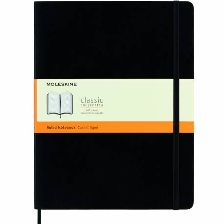 Notatnik B5+, notes MOLESKINE Classic XL 19x25cm w linie, miękki, 192 str, czarny