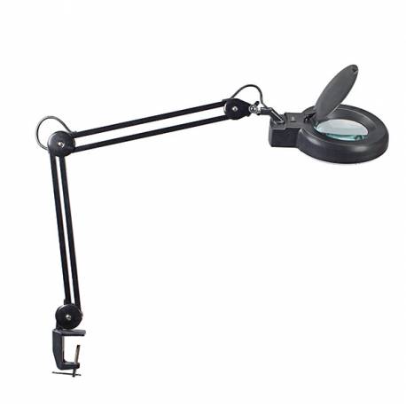 Lampka na biurko, lampka LED z lupą MAULviso, 6W, mocowana zaciskiem, czarna