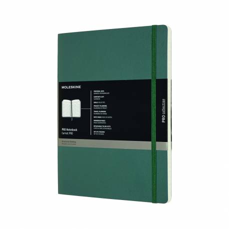 Notatnik B5+, notes MOLESKINE Professional XL 19x25 cm miękka oprawa, forest green, 192 strony, zielony
