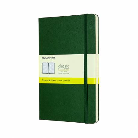 Notatnik A5, notes MOLESKINE Classic L 13x21cm w kratkę, twarda oprawa, myrtle green, 240 stron, zielony
