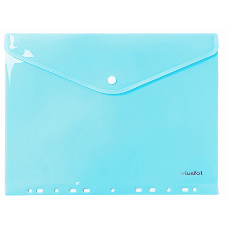 Teczka kopertowa A4, koperta plastikowa na zatrzask, Biurfol zawieszana pastel niebieska