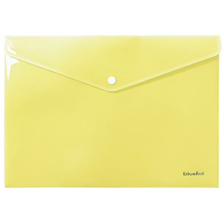 Teczka kopertowa A6, koperta plastikowa na zatrzask, Biurfol pastel żółta