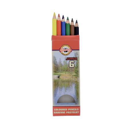 Kredki szkolne, ołówkowe grube, Koh-i-noor Omega Jumbo, 6 kolorów