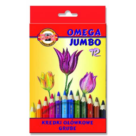 Kredki szkolne, ołówkowe grube, Koh-i-noor Omega Jumbo, 12 kolorów