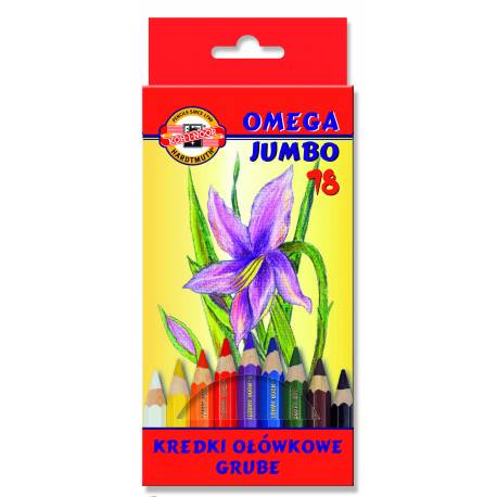 Kredki szkolne, ołówkowe grube, Koh-i-noor Omega Jumbo, 18 kolorów