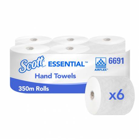 Ręczniki papierowe w rolce Kimberly-Clark Scott Essential, 350 m, Biały, 6 rolek
