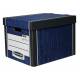 Pudła archiwizacyjne WOODGRAIN, na 4 pudełka 8cm, pojemniki zamykane na dokumenty, niebieskie, 10 sztuk