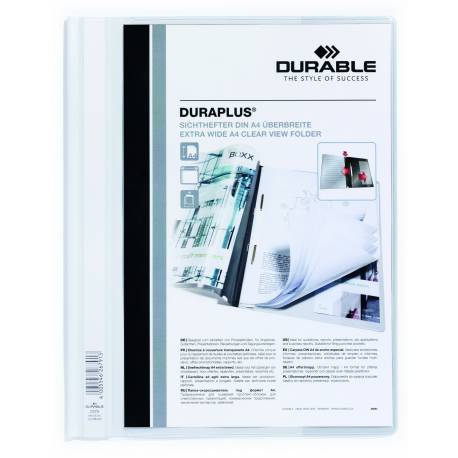 Skoroszyty plastikowy na dokumenty A4, prezentacyjny DURAPLUS, biały