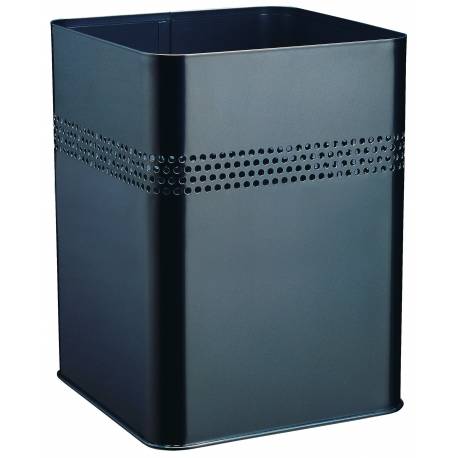 Kosz na śmieci metalowy DURABLE, kwadratowy kosz na śmieci biurowe 18L, P 30 mm, czarny