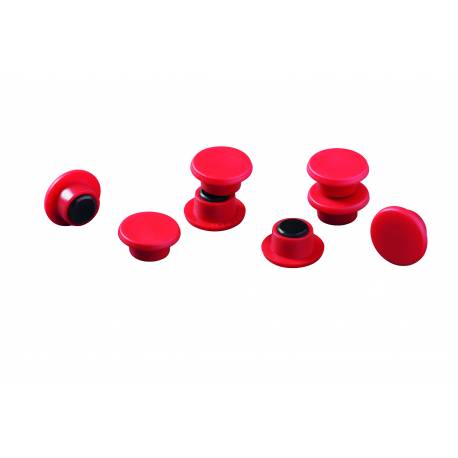 Magnesy do tablic, punkty magnetyczne Ø 15 mm, 8 sztuk, czerwony