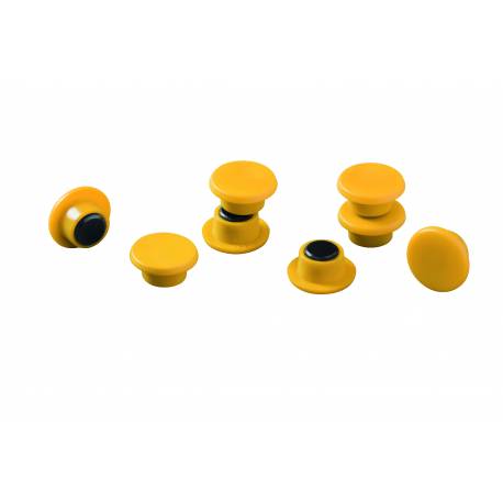 Magnesy do tablic, punkty magnetyczne Ø 15 mm, 8 sztuk, żółty