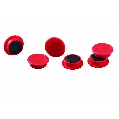Magnesy do tablic, punkty magnetyczne Ø 21 mm, 6 sztuk, czerwony