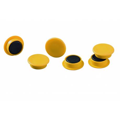 Magnesy do tablic, punkty magnetyczne Ø 21 mm, 6 sztuk, żółty