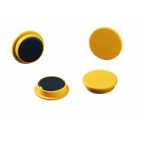 Magnesy do tablic, punkty magnetyczne Ø 32 mm, 4 sztuk, żółty