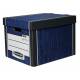Pudła archiwizacyjne WOODGRAIN, na 4 pudełka 8cm, pojemniki zamykane na dokumenty, niebieskie, 2 sztuki