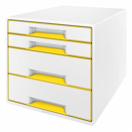 Organizer na dokumenty, pojemnik z 4 szufladami Leitz WOW, biały/żółty