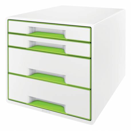 Pojemnik z szufladami, organizer na dokumenty na biurko z 4 szufladami Leitz WOW, biały / zielony