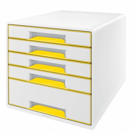Organizer na dokumenty, pojemnik z 5 szufladami Leitz WOW, biały/żółty