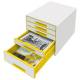 Pojemnik z szufladami, organizer na dokumenty na biurko z 5 szufladami Leitz WOW, biały/żółty
