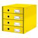 Pojemnik z szufladami, organizer na dokumenty na biurko z 4 szufladami Leitz C&S, żółty